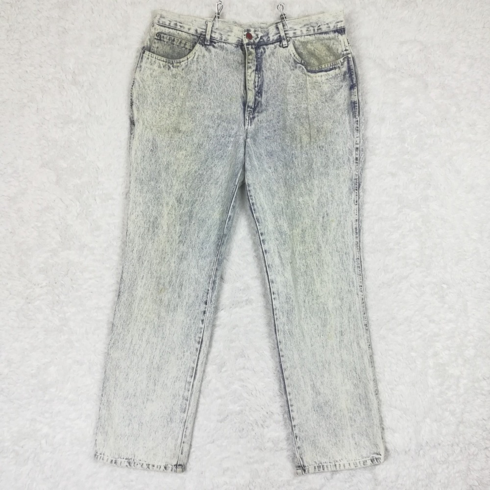 Vtg Expressions Mens Jeans Tapered Leg Acid Wash Blue Denim Relaxed Fit 36